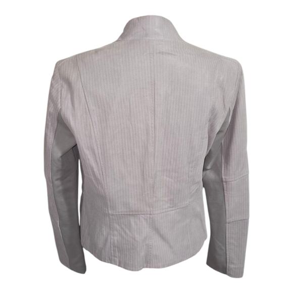 G.I.L.I. Got It Love It Elegant Gray Leather Waterfall Women's‎ Jacket Size 10 - Picture 3 of 12